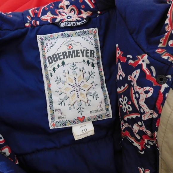 Vintage OBERMEYER Women’s Embroidered Hooded Legend Coat Jacket Red Blue Size 10 - Picture 10 of 14